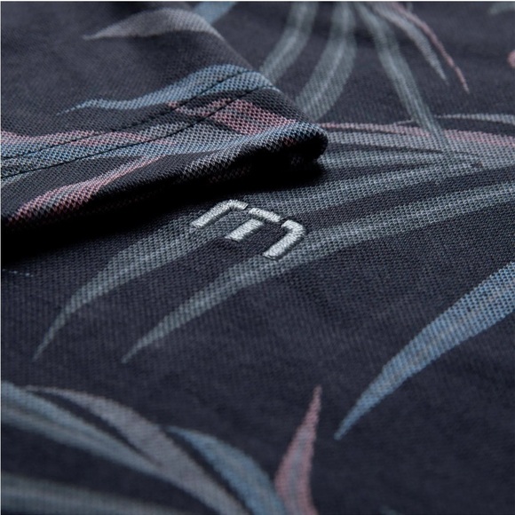 Travis Mathew Buzz Words Palm Print Golf Polo in Black Sz Medium - Picture 5 of 12